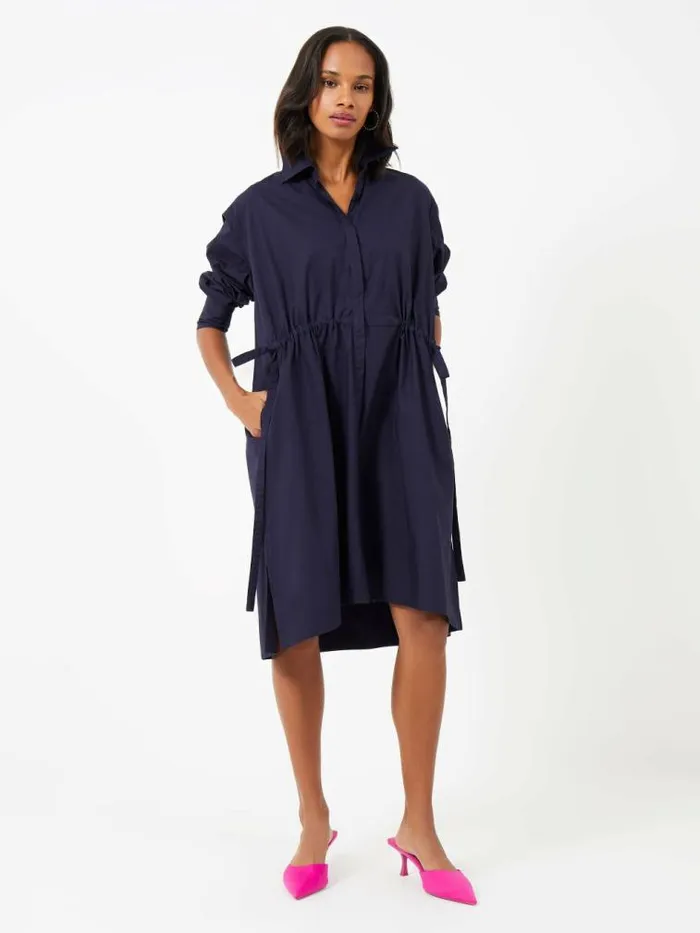 French Connection Rhodes Poplin Shirt Dress Marine Women Dresses