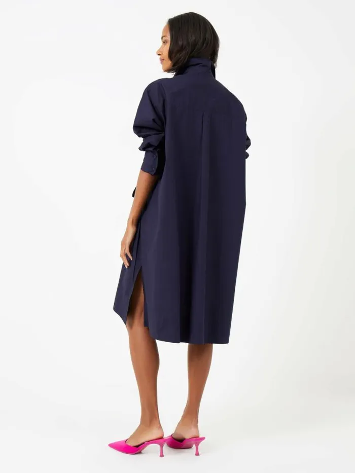 French Connection Rhodes Poplin Shirt Dress Marine Women Dresses