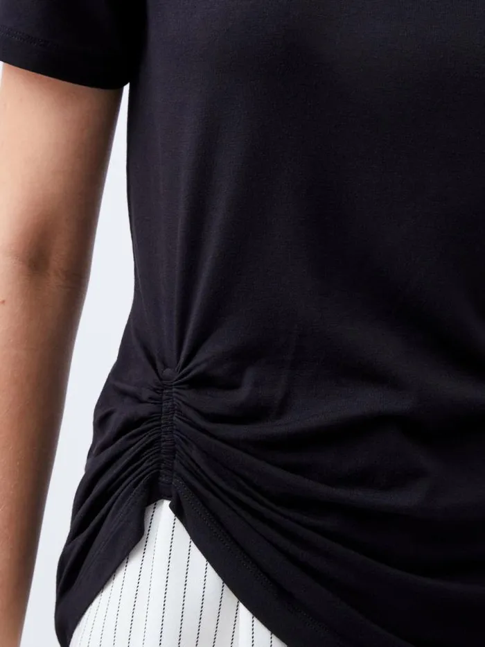 French Connection Rianna Ruched TShirt Black Women Tops
