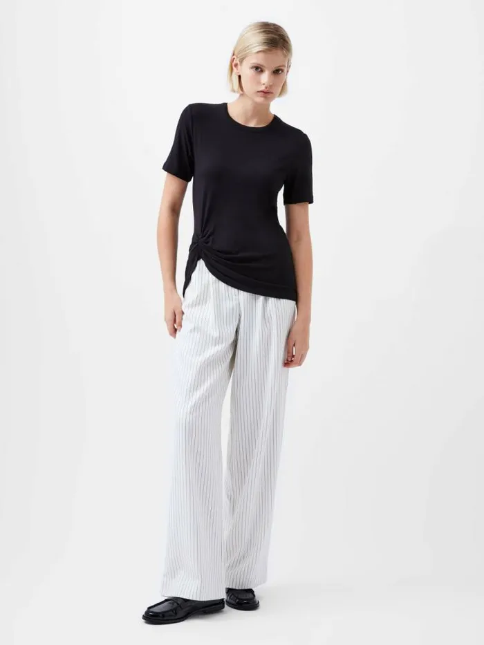 French Connection Rianna Ruched TShirt Black Women Tops