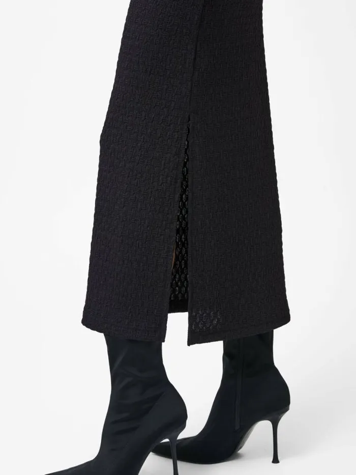 French Connection Sadie Textured Boat Neck Dress Blackout Women Dresses