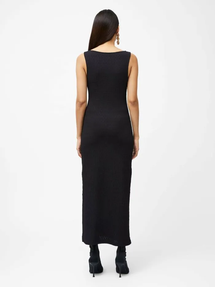 French Connection Sadie Textured Boat Neck Dress Blackout Women Dresses
