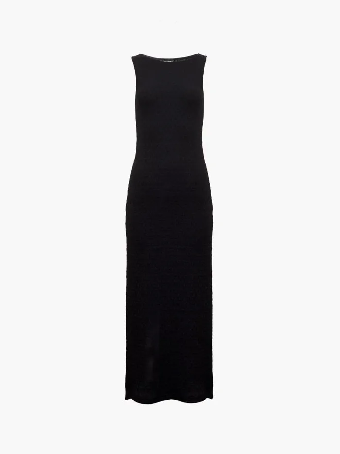 French Connection Sadie Textured Boat Neck Dress Blackout Women Dresses
