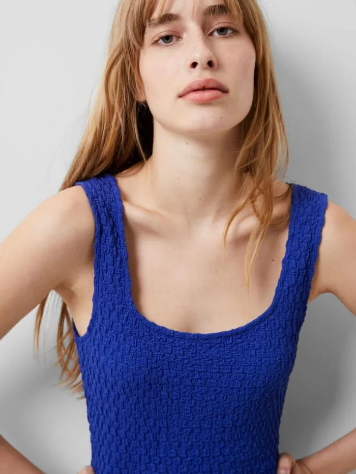 French Connection Sadie Textured Maxi Dress Royal Blue Women Dresses
