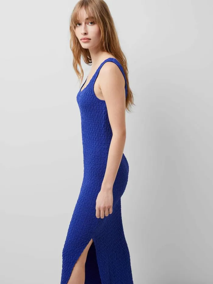 French Connection Sadie Textured Maxi Dress Royal Blue Women Dresses