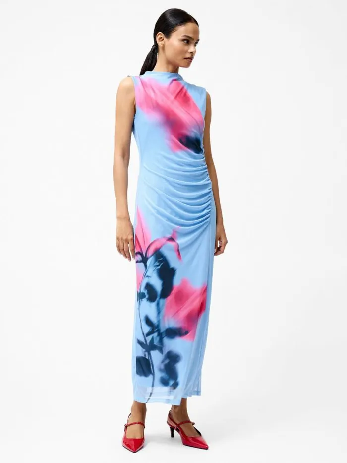 French Connection Smokey Placement Sleeveless Floral Maxi Dress Light Blue Multi Women Dresses