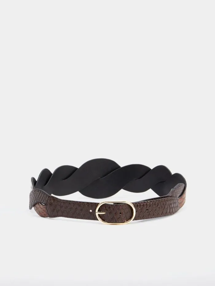 French Connection Snake Twist Belt Brown Women Belts