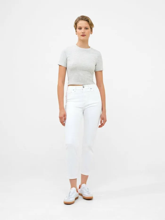 French Connection Stretch Slim Straight Cigarette Ankle Length Denim Jeans 28 Inch White Women Trousers