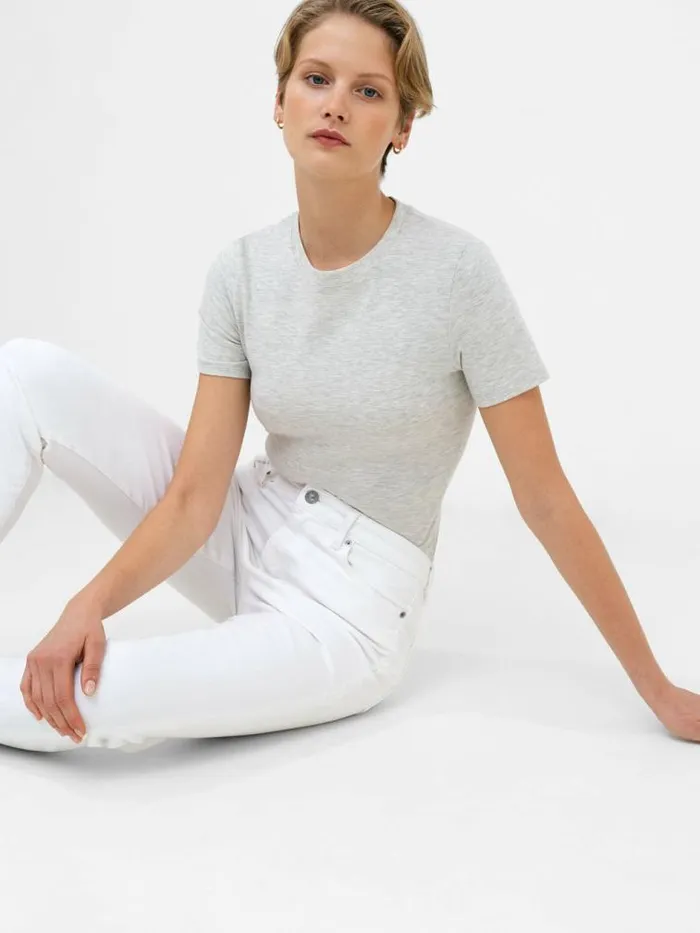 French Connection Stretch Slim Straight Cigarette Ankle Length Denim Jeans 28 Inch White Women Trousers