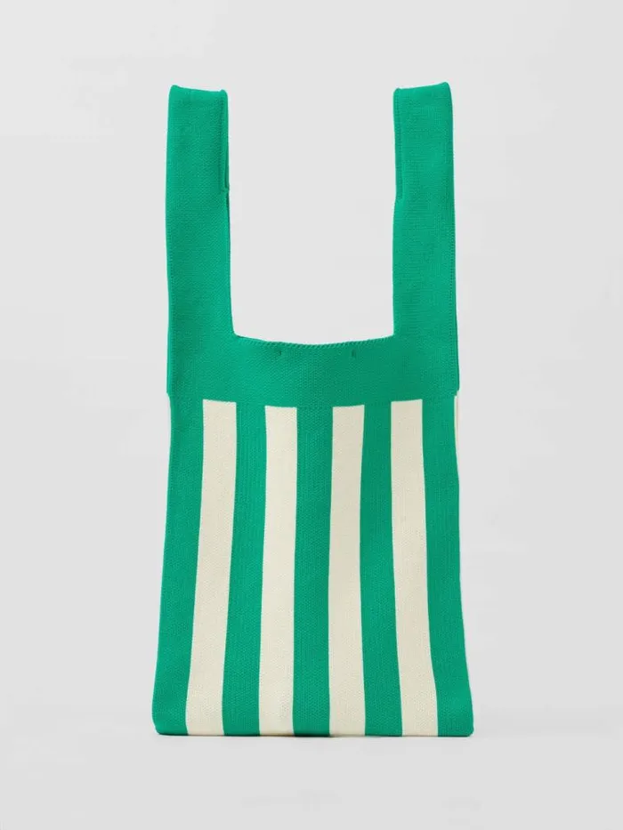 French Connection Stripe Knitted Bag Green Stripe Women Bags and Purses