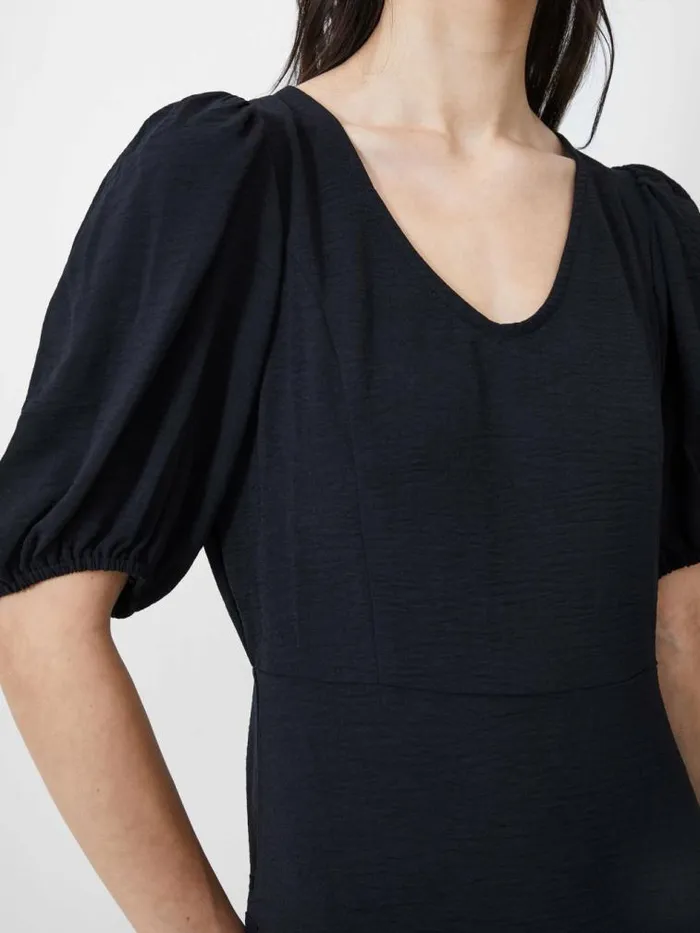 French Connection Vee Tiered Crinkle Mini Dress Black Women Dresses