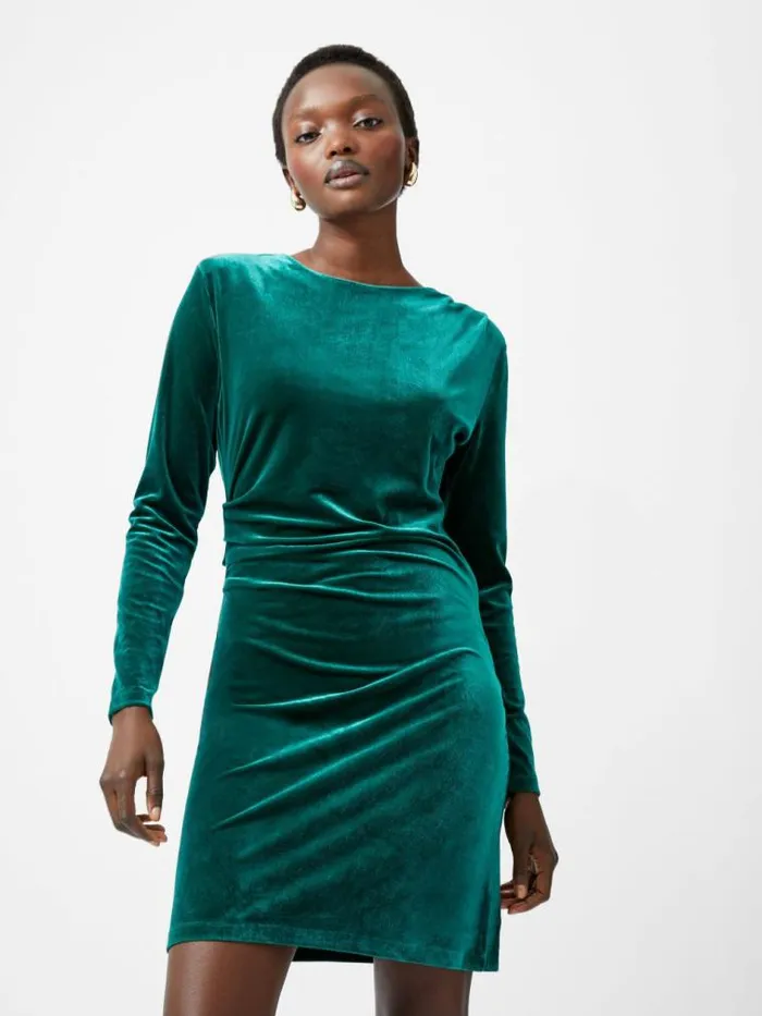 French Connection Viola Velvet Long Sleeve Bodycon Mini Dress Forest Women Dresses French Connection Viola Velvet Long Sleeve Bodycon Mini Dress Forest Women Dresses
