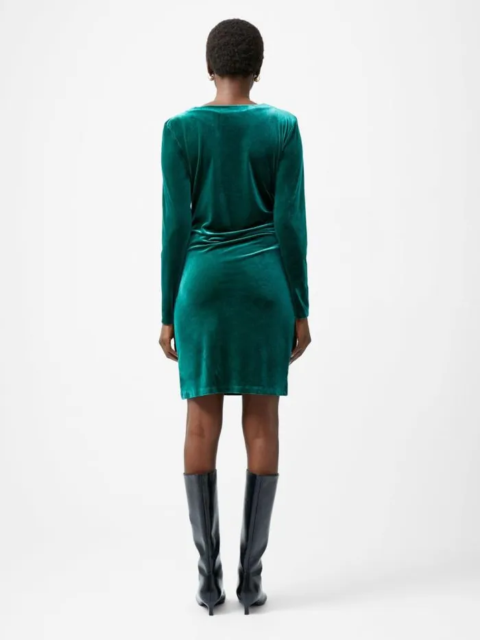 French Connection Viola Velvet Long Sleeve Bodycon Mini Dress Forest Women Dresses