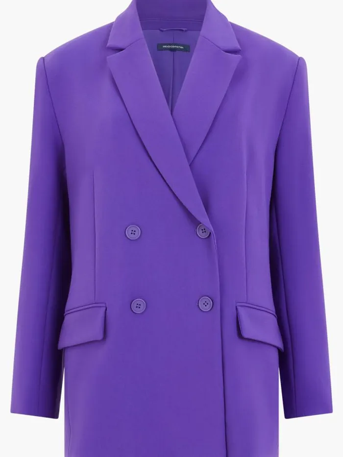 French Connection Whisper Double Breasted Blazer Cobalt Violet Women Coats and Jackets