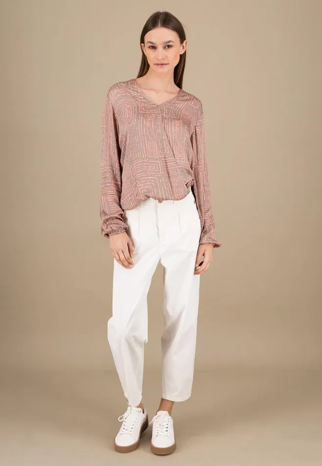 FYNCHHATTON Blouse With Gathered Cuffs Blue Purplesummer Taupe Women Blouses