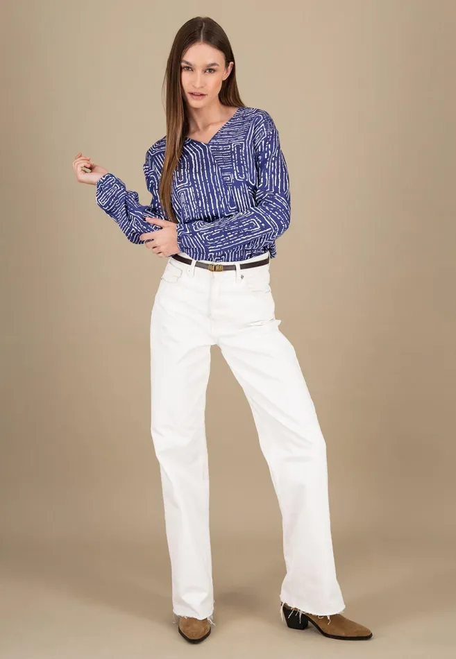 FYNCHHATTON Blouse With Gathered Cuffs Blue Purplesummer Taupe Women Blouses
