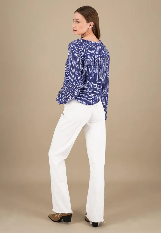 FYNCHHATTON Blouse With Gathered Cuffs Blue Purplesummer Taupe Women Blouses