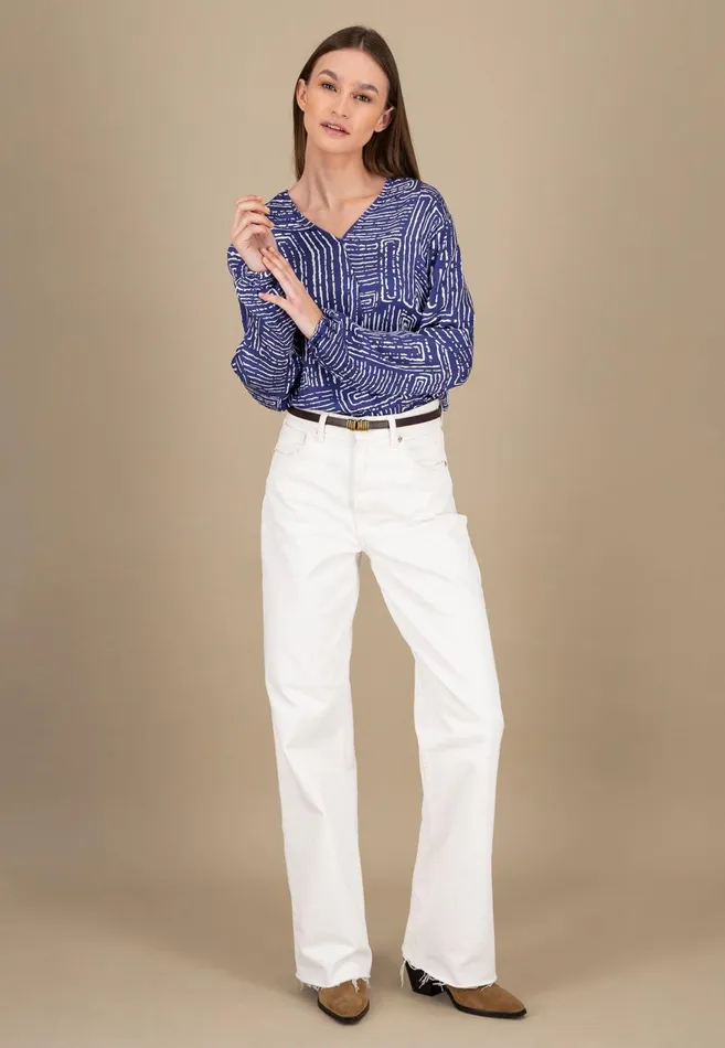 FYNCHHATTON Blouse With Gathered Cuffs Blue Purplesummer Taupe Women Blouses