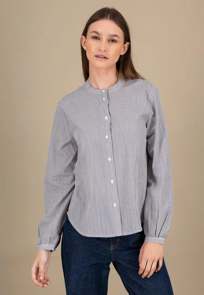 FYNCHHATTON BLUUSE Made Of Cotton In A Fine Strip Look Blue Purple Women Blouses FYNCHHATTON BLUUSE Made Of Cotton In A Fine Strip Look Blue Purple Women Blouses