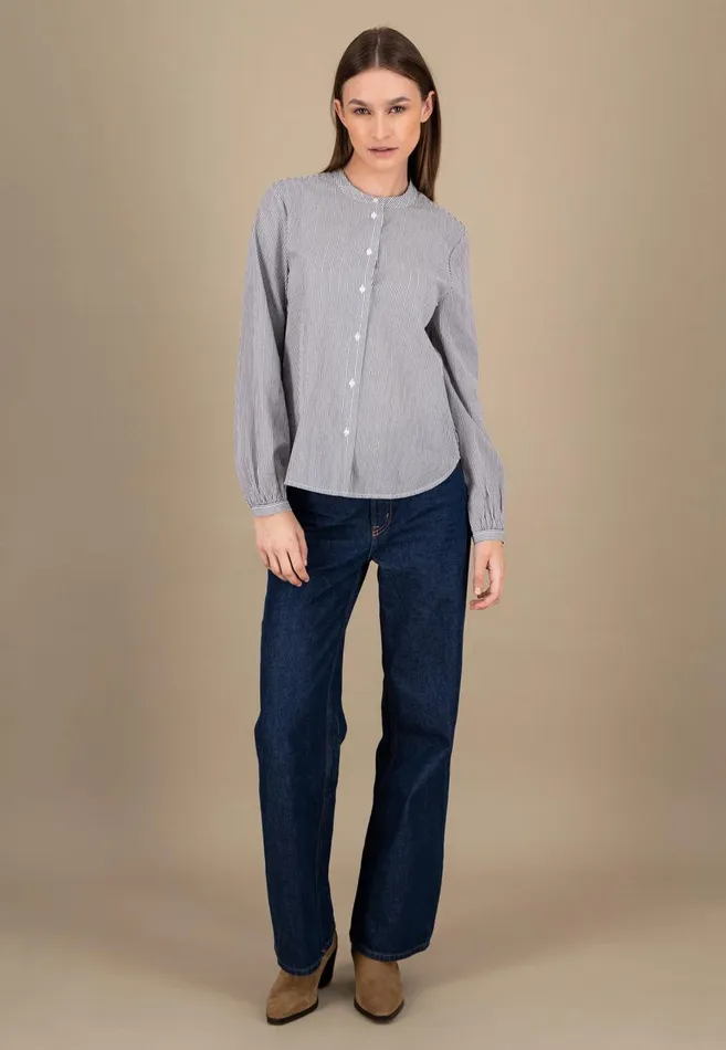 FYNCHHATTON BLUUSE Made Of Cotton In A Fine Strip Look Blue Purple Women Blouses