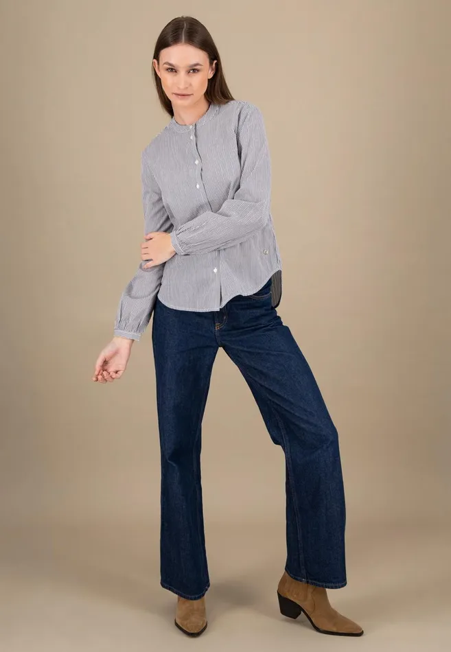 FYNCHHATTON BLUUSE Made Of Cotton In A Fine Strip Look Blue Purple Women Blouses