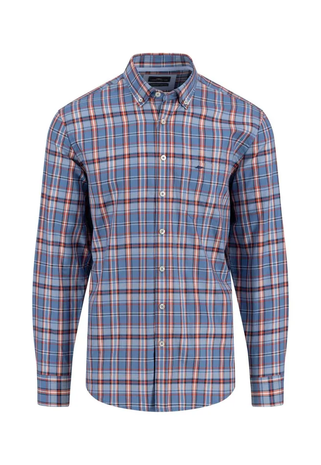 FYNCHHATTON Carroted Shirt With Buttondown Collar Cloud Blueflamenavy Men Shirts