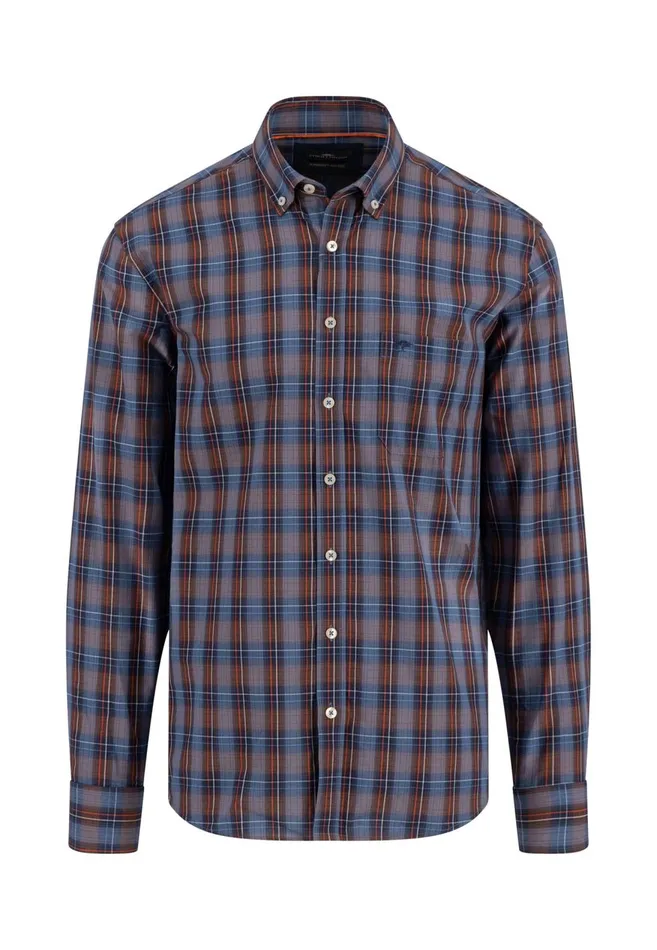 FYNCHHATTON Carroted Shirt With Buttondown Collar Hazelcloud Blue Men Shirts