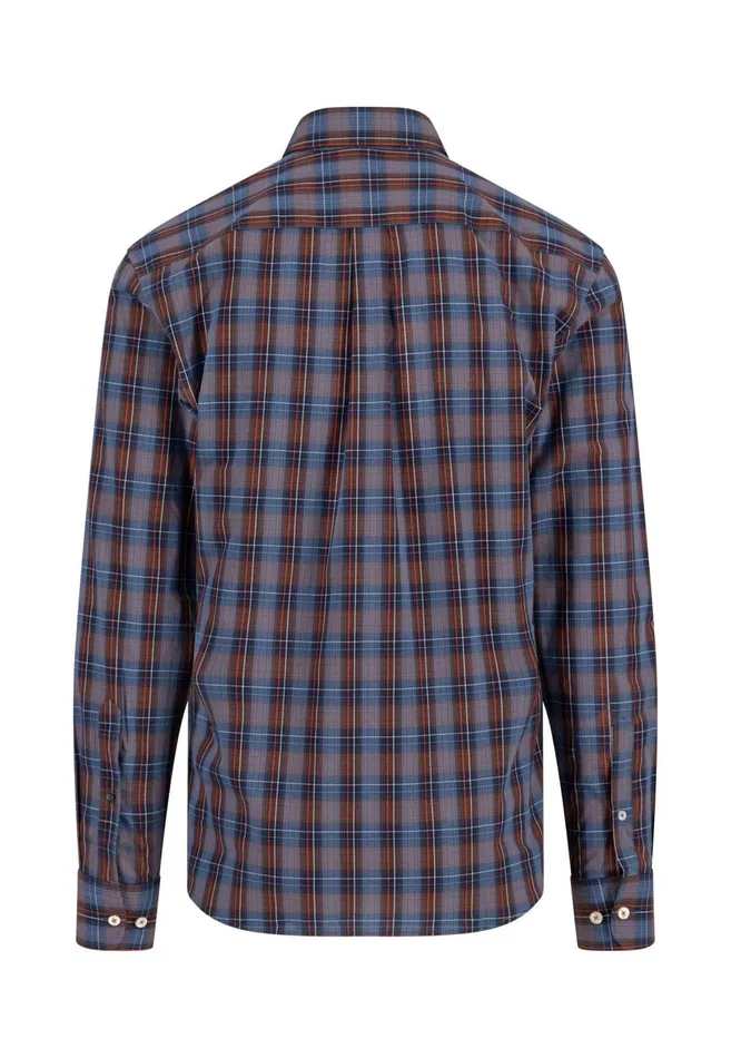 FYNCHHATTON Carroted Shirt With Buttondown Collar Hazelcloud Blue Men Shirts