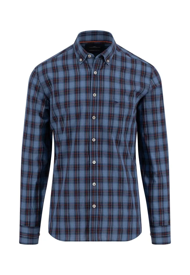 FYNCHHATTON Carroted Shirt With Buttondown Collar Hazelcloud Blue Men Shirts