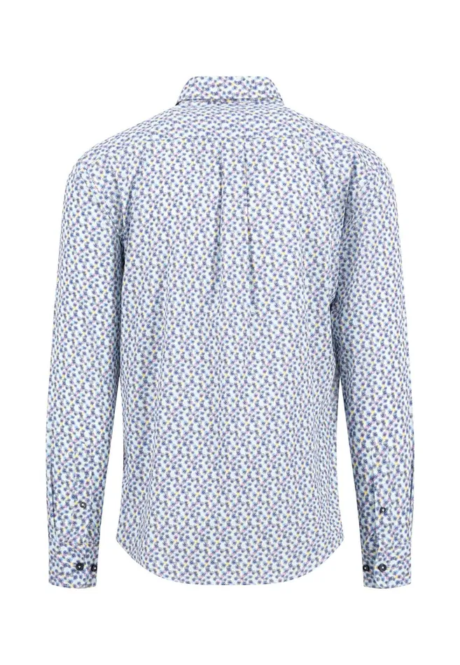 FYNCHHATTON Casual Cotton Shirt With A Floral Minimal Print Dusty Lavender Men Sale
