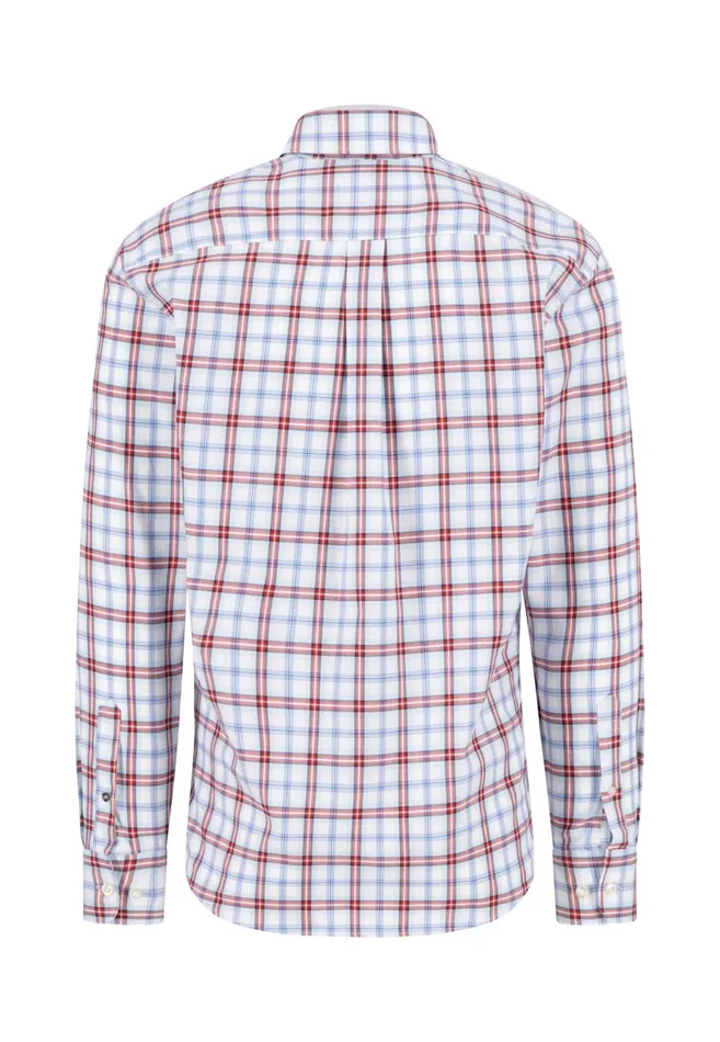 FYNCHHATTON Checked Cotton Shirt With Buttondown Collar Poppy Redstrong Blue Men Shirts