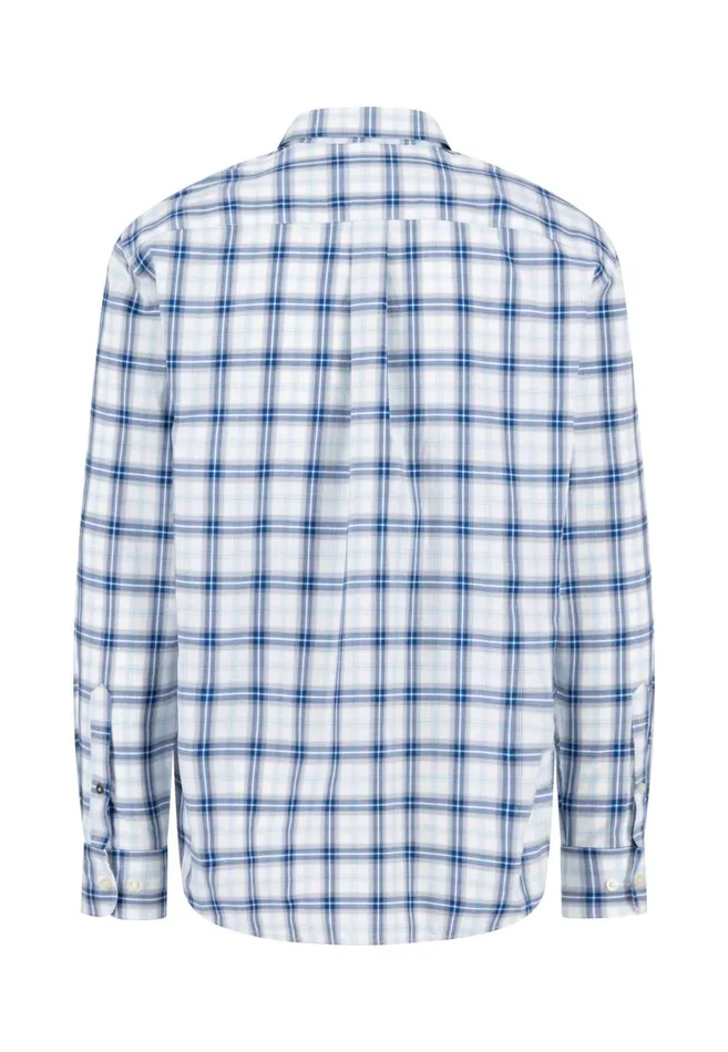 FYNCHHATTON Checked Cotton Shirt With Buttondown Collar Poppy Redstrong Blue Men Shirts