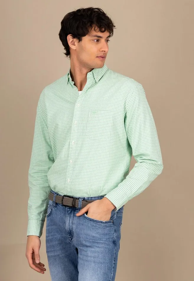 FYNCHHATTON Checked Shirt Made Of Soft Cotton Turf Greenpoppy Rednavysplashy Ocean Men Shirts