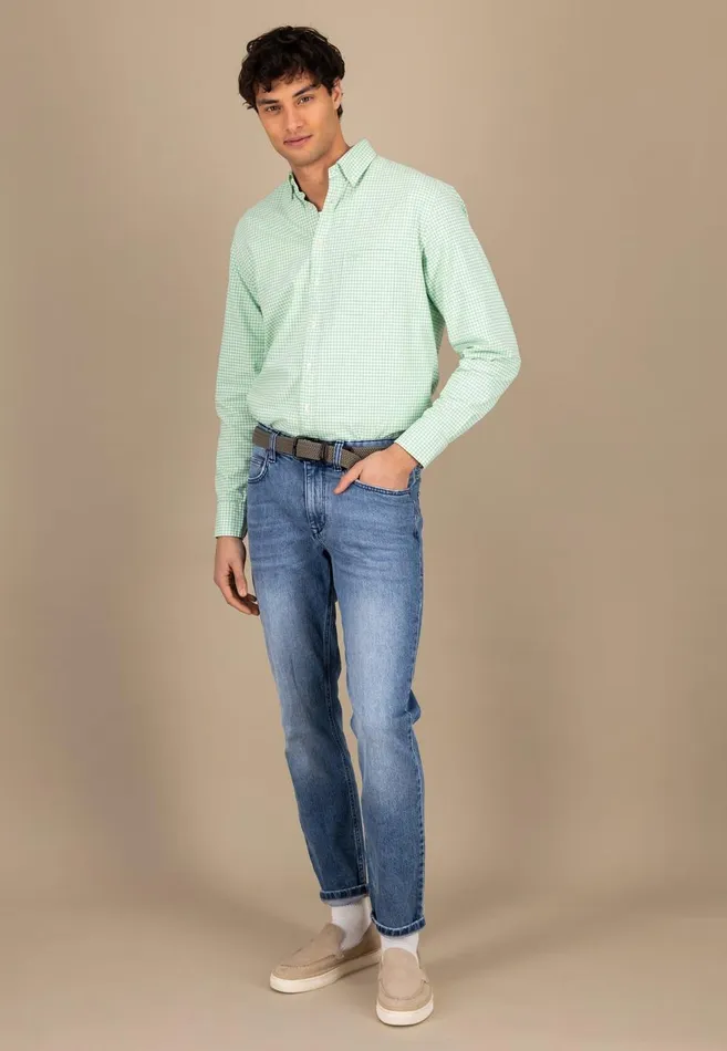 FYNCHHATTON Checked Shirt Made Of Soft Cotton Turf Greenpoppy Rednavysplashy Ocean Men Shirts