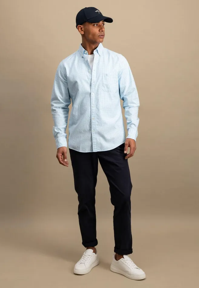 FYNCHHATTON Checked Shirt Made Of Soft Cotton Turf Greenpoppy Rednavysplashy Ocean Men Shirts