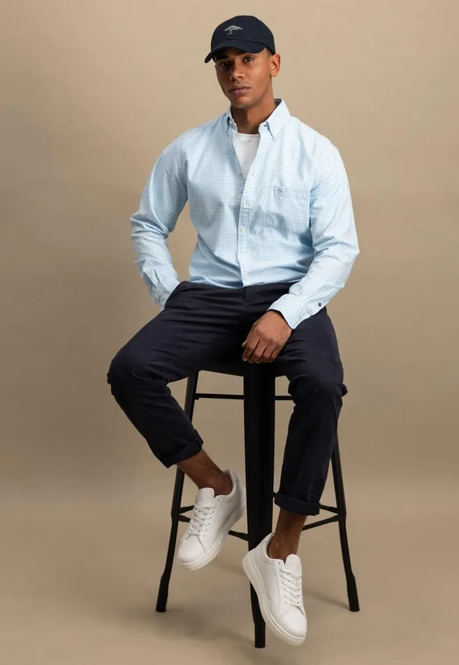FYNCHHATTON Checked Shirt Made Of Soft Cotton Turf Greenpoppy Rednavysplashy Ocean Men Shirts