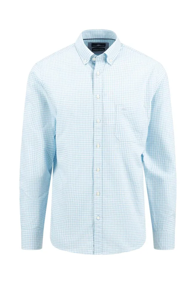 FYNCHHATTON Checked Shirt Made Of Soft Cotton Turf Greenpoppy Rednavysplashy Ocean Men Shirts
