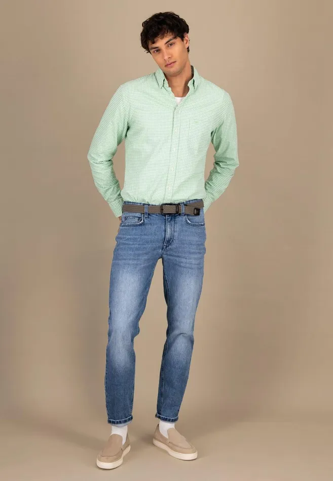 FYNCHHATTON Checked Shirt Made Of Soft Cotton Turf Greenpoppy Rednavysplashy Ocean Men Shirts