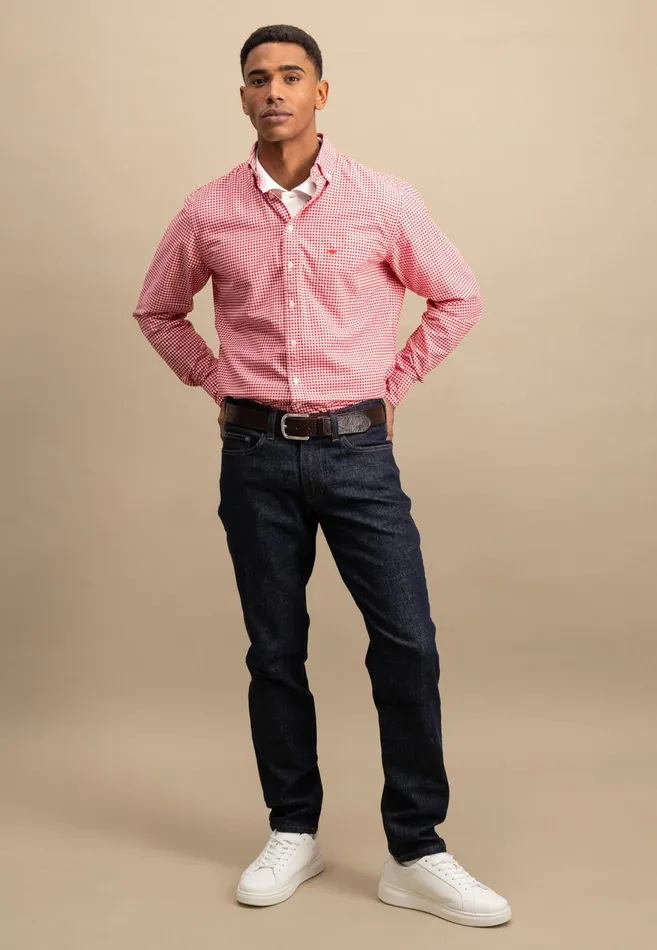 FYNCHHATTON Checked Shirt Made Of Soft Cotton Turf Greenpoppy Rednavysplashy Ocean Men Shirts
