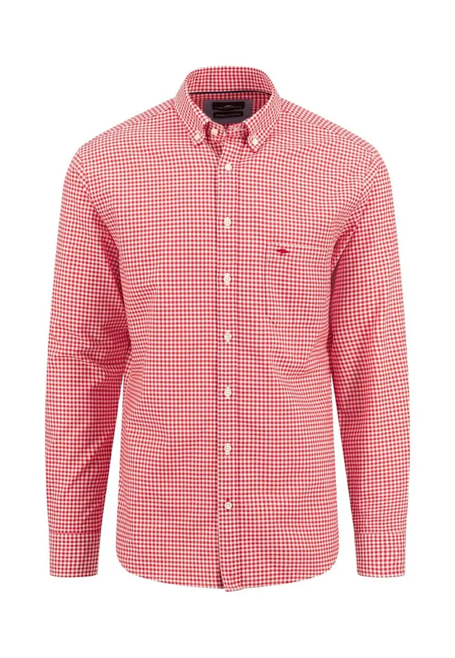 FYNCHHATTON Checked Shirt Made Of Soft Cotton Turf Greenpoppy Rednavysplashy Ocean Men Shirts