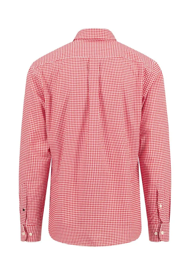 FYNCHHATTON Checked Shirt Made Of Soft Cotton Turf Greenpoppy Rednavysplashy Ocean Men Shirts
