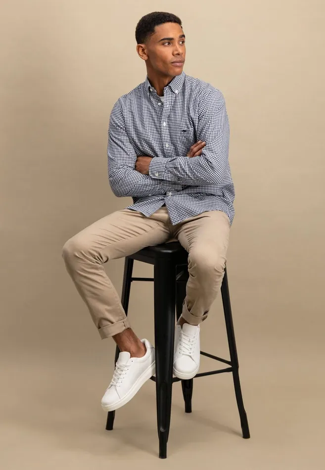 FYNCHHATTON Checked Shirt Made Of Soft Cotton Turf Greenpoppy Rednavysplashy Ocean Men Shirts