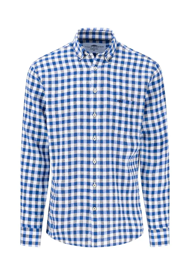 FYNCHHATTON Checked Shirt With Buttondown Collar Peesummer Breezenavy Men Shirts