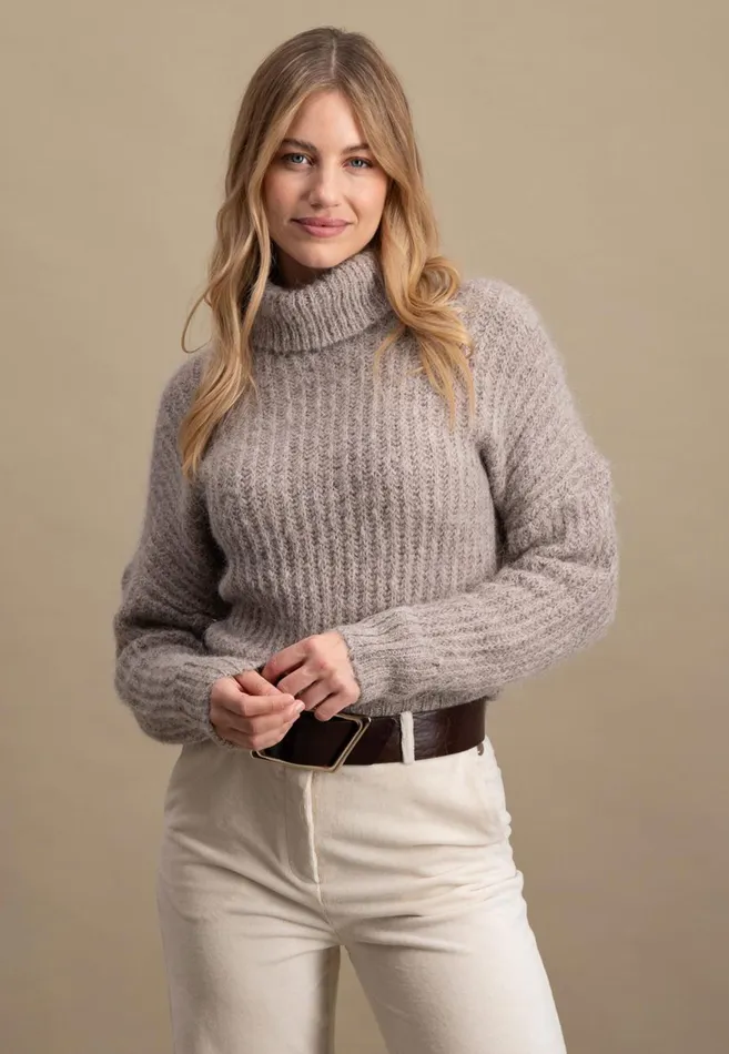 FYNCHHATTON Coarse Knitting Sweater Made Of Alpaca Wool Mix Winter Beigemilkelegant Pink Women Sweater