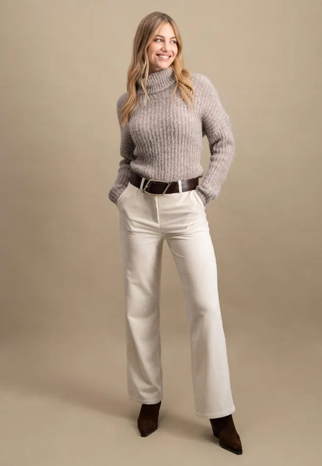 FYNCHHATTON Coarse Knitting Sweater Made Of Alpaca Wool Mix Winter Beigemilkelegant Pink Women Sweater