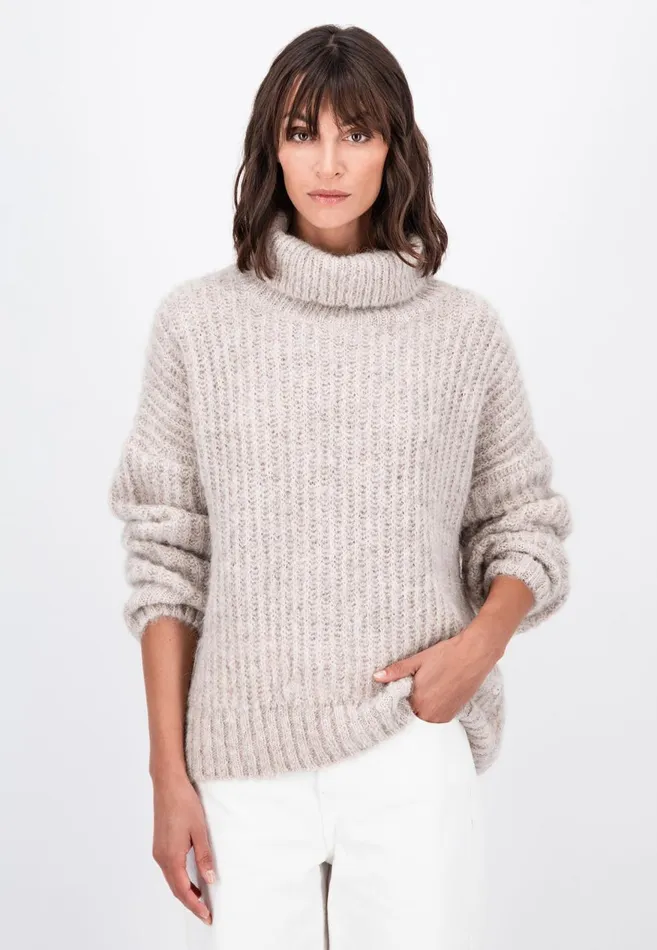 FYNCHHATTON Coarse Knitting Sweater Made Of Alpaca Wool Mix Winter Beigemilkelegant Pink Women Sweater