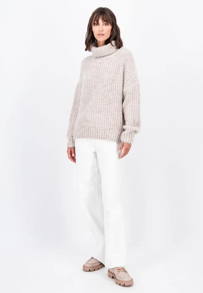 FYNCHHATTON Coarse Knitting Sweater Made Of Alpaca Wool Mix Winter Beigemilkelegant Pink Women Sweater