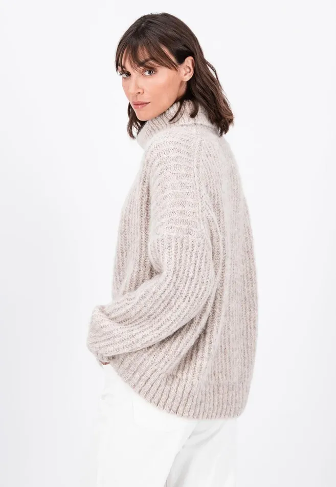 FYNCHHATTON Coarse Knitting Sweater Made Of Alpaca Wool Mix Winter Beigemilkelegant Pink Women Sweater
