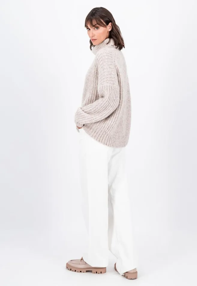 FYNCHHATTON Coarse Knitting Sweater Made Of Alpaca Wool Mix Winter Beigemilkelegant Pink Women Sweater