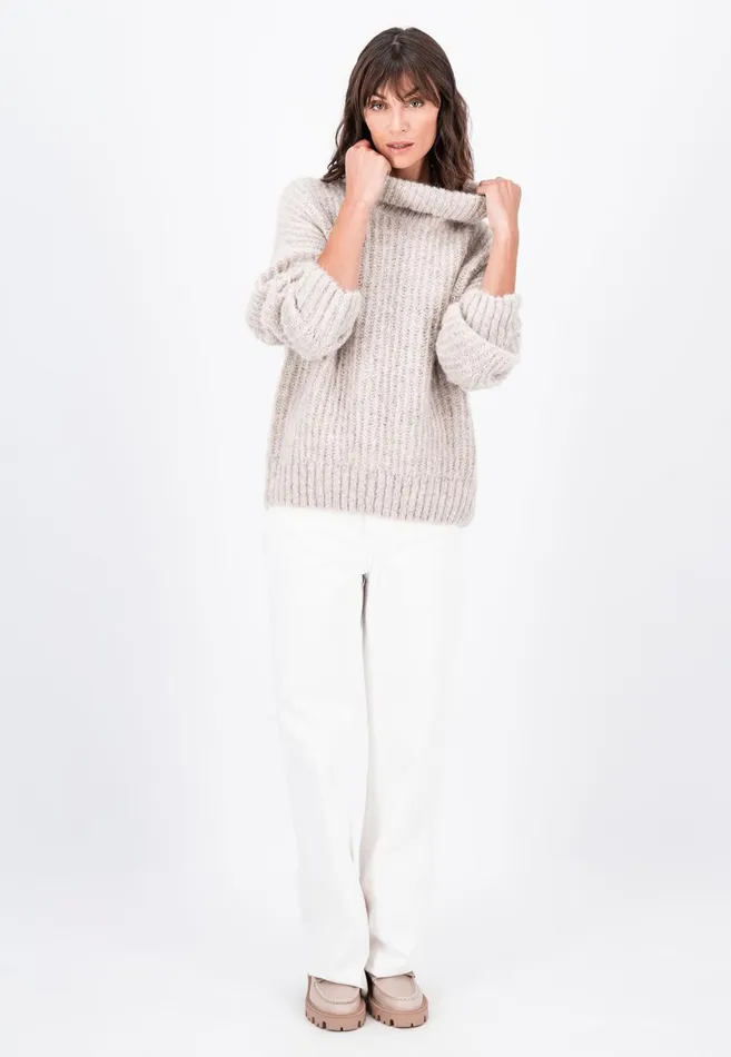 FYNCHHATTON Coarse Knitting Sweater Made Of Alpaca Wool Mix Winter Beigemilkelegant Pink Women Sweater